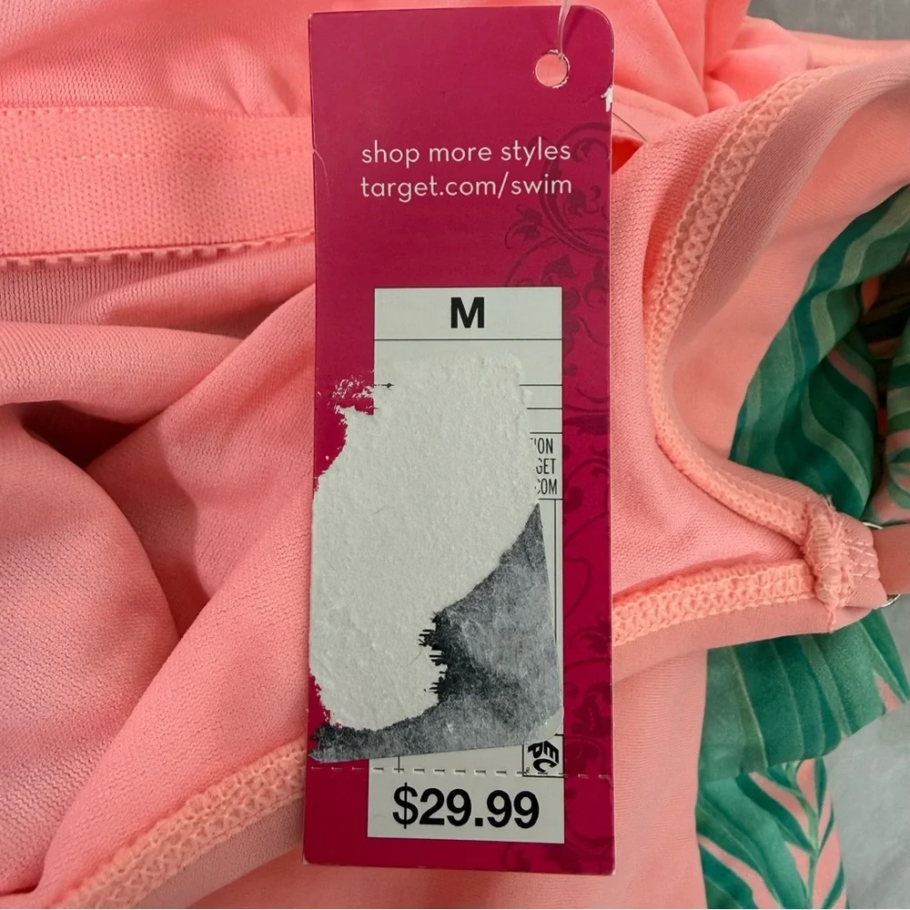 Women’s Xhilaration Palm Print One Piece Swimsuit Scoop Back Adjustable Straps M - Picture 14 of 16